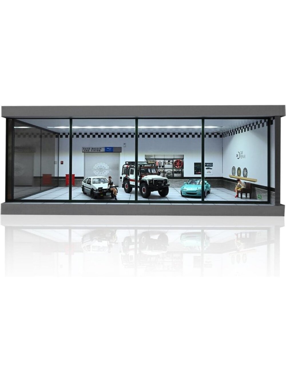 1/43 Scale LED Garage Diorama Model - Realistic Parking Lot Display Case